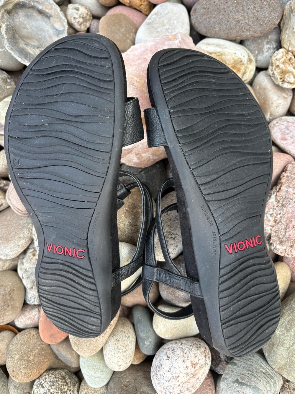 VIONIC Mikah Black Pearl Studded Comfort Sandals Cushioned Adjustable Size 9.5 - Picture 9 of 10